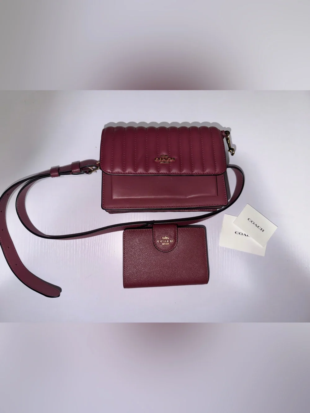Coach Foldover Belt Bag with Linear Quilting with Matching Wallet NWT